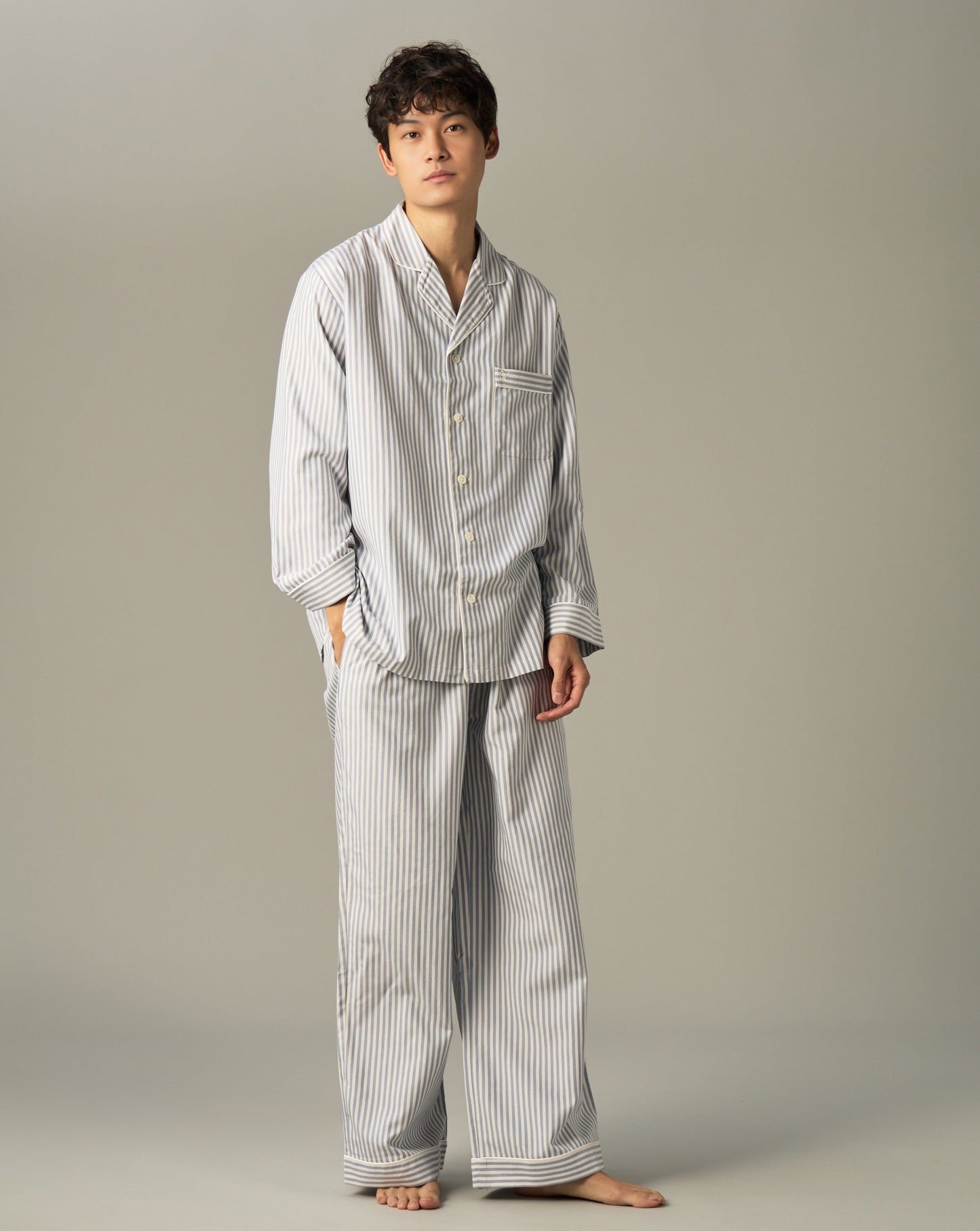 Silk Striped Pajama Set (SAX BLUE)