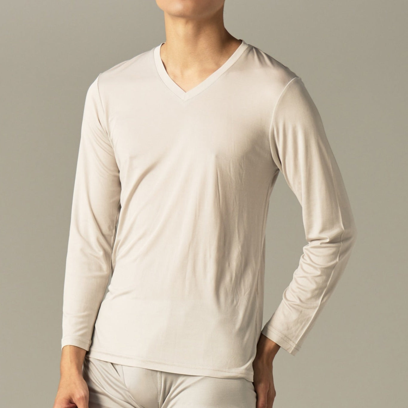 Men's Silk 100% Long sleeve shirts (GRAY)