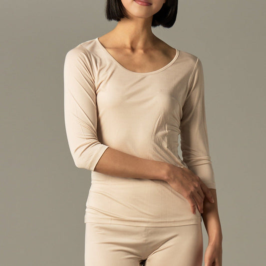 シルク100% ロングスリーブ インナー パール