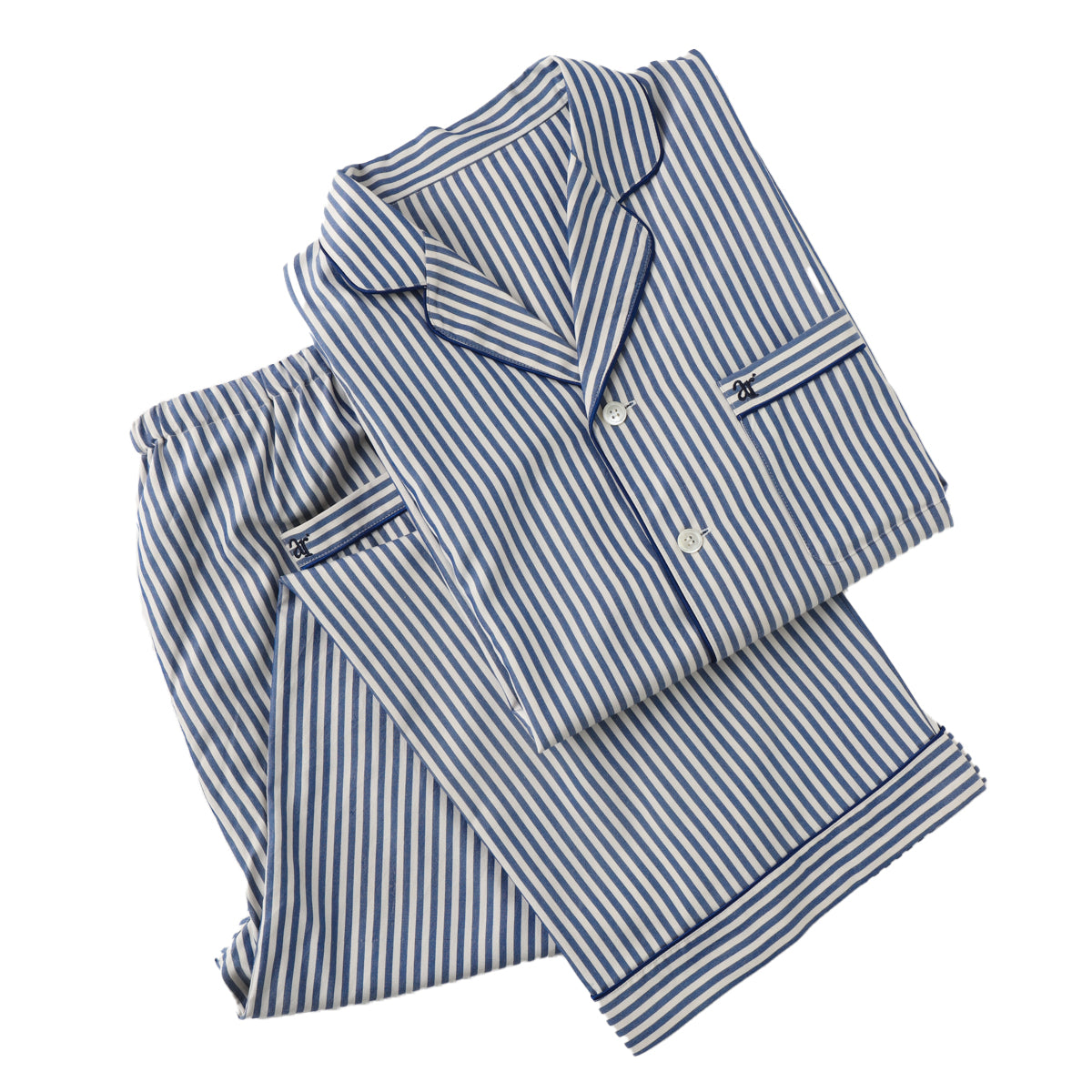 Silk Striped Pajama Set (NAVY)